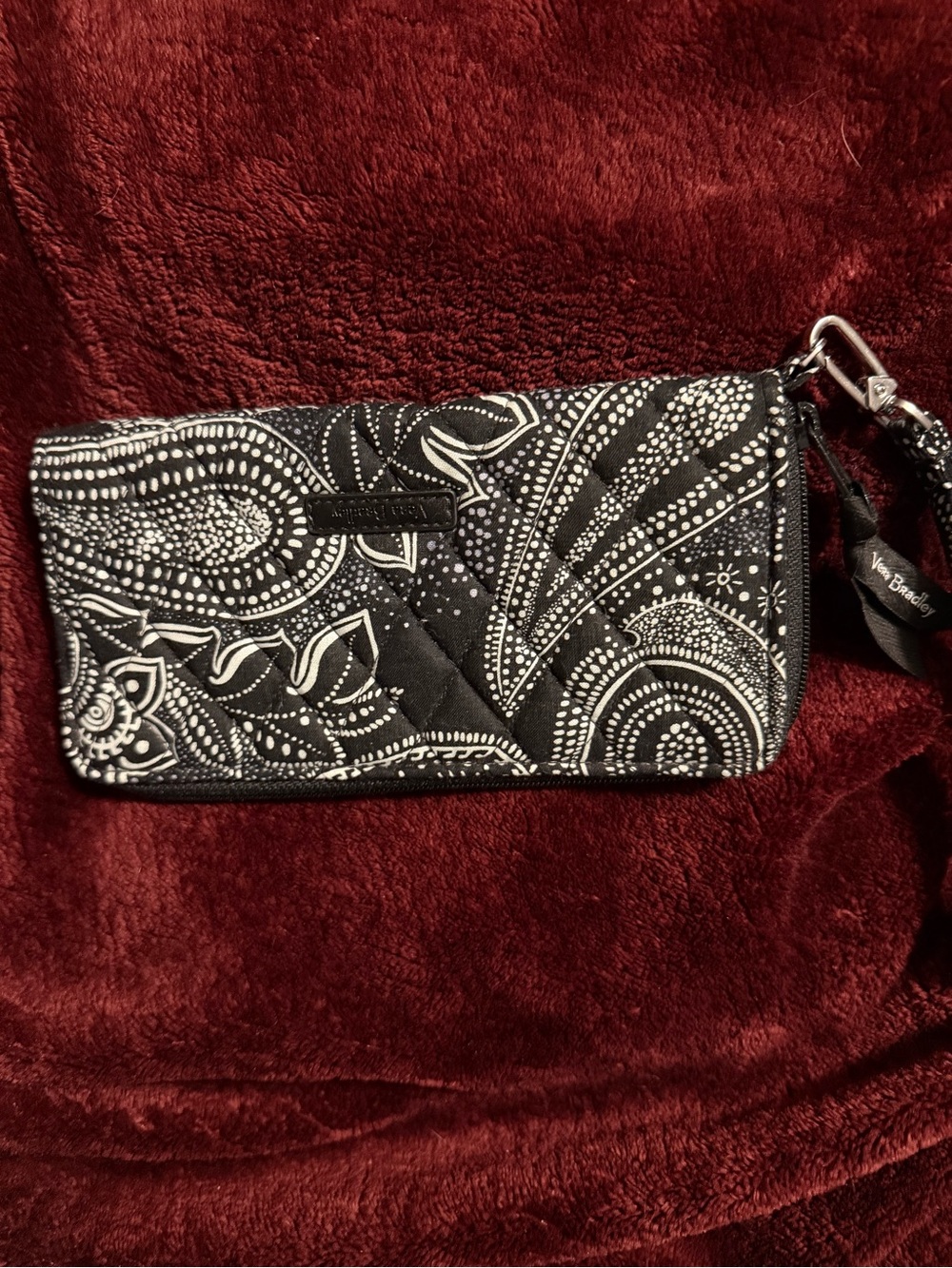 Vera Bradley Black & White Paisley Quilted Wristlet